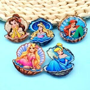 Disney Parks Princess Pins 5pk Ariel Belle Cinderella Rapunzel Sleeping Beauty